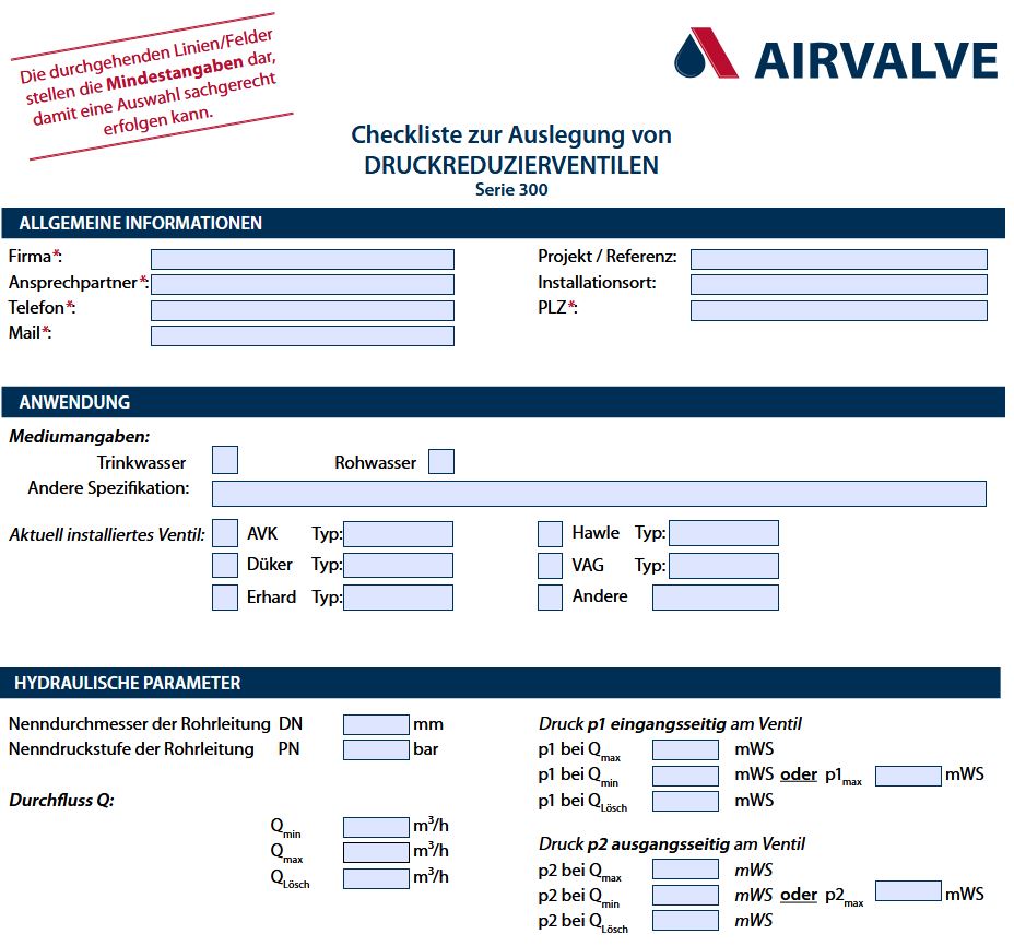 Auslegungsdatenblatt
