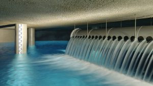 Einlauf von Tiefbrunnenwasser in Trinkwasser-Hochbehälter